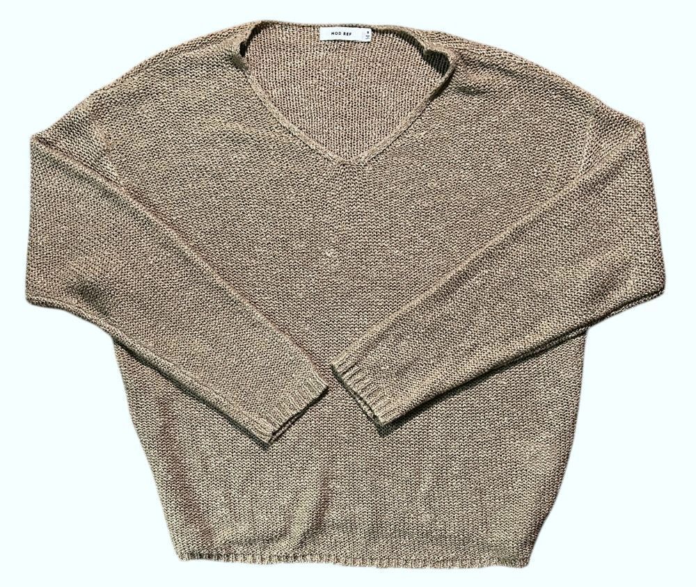Mod Ref Waffle Knit Lightweight Gold Sweater Small